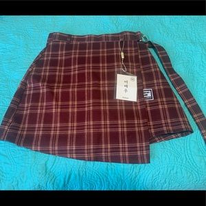 Pleated plaid skirt/skort